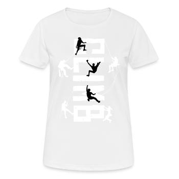 Bouldern, Klettern, Freiklettern Chameleon Boulder - Frauen T-Shirt atmungsaktiv - Weiß - Vorne - AI Model Female 172 dark (172cm)