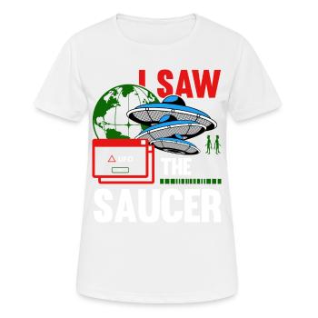 Alien, UFO, UAP, Space, Weltraum Flugobjekt - Frauen T-Shirt atmungsaktiv - Weiß - Vorne - AI Model Female 172 dark (172cm)