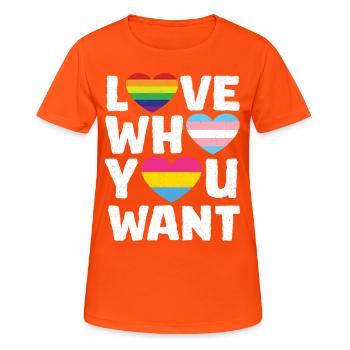 Gender Lesben, Schwule, Trans, Queer Regenbogen - Frauen T-Shirt atmungsaktiv - Neonorange - Vorne - AI Model Female 172 dark (172cm)