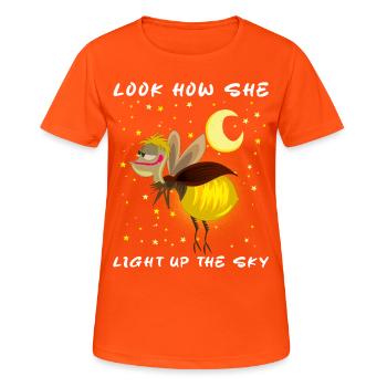 Regardez comment elle illumine le ciel mème Firefly magique - T-shirt respirant Femme - orange néon - Devant - AI Model Female 172 dark (172cm)