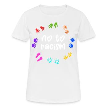 contre le racisme, contre la droite, contre les nazis, l’amour - T-shirt respirant Femme - blanc - Devant - AI Model Female 172 dark (172cm)