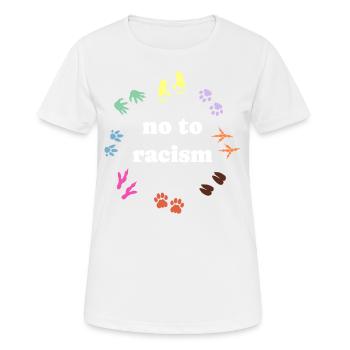 contre le racisme, contre la droite, contre les nazis, l’amour - T-shirt respirant Femme - blanc - Devant - AI Model Female 172 dark (172cm)