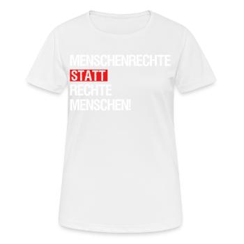 contre le racisme, contre la droite, contre les nazis, l’amour - T-shirt respirant Femme - blanc - Devant - AI Model Female 172 dark (172cm)