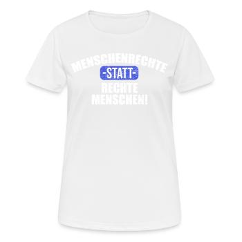 contre le racisme, contre la droite, contre les nazis, l’amour - T-shirt respirant Femme - blanc - Devant - AI Model Female 172 dark (172cm)