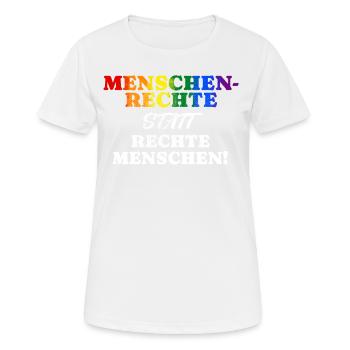 contre le racisme, contre la droite, contre les nazis, l’amour - T-shirt respirant Femme - blanc - Devant - AI Model Female 172 dark (172cm)