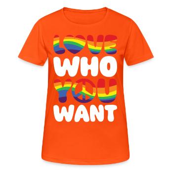 Gender Lesben, Schwule, Trans, Queer Regenbogen - Frauen T-Shirt atmungsaktiv - Neonorange - Vorne - AI Model Female 172 dark (172cm)