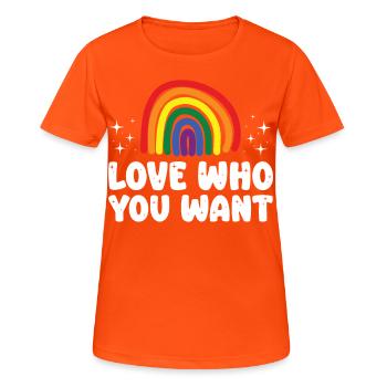 Gender Lesben, Schwule, Trans, Queer Regenbogen - Frauen T-Shirt atmungsaktiv - Neonorange - Vorne - AI Model Female 172 dark (172cm)