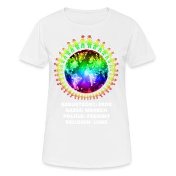 Schönes "gegen Rassismus" Refugees Welcome - Frauen T-Shirt atmungsaktiv - Weiß - Vorne - AI Model Female 172 dark (172cm)