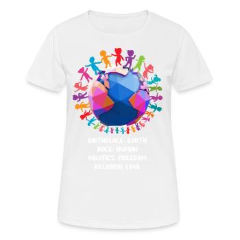 Schönes "gegen Rassismus" Refugees Welcome - Frauen T-Shirt atmungsaktiv - Weiß - Vorne - AI Model Female 172 dark (172cm)