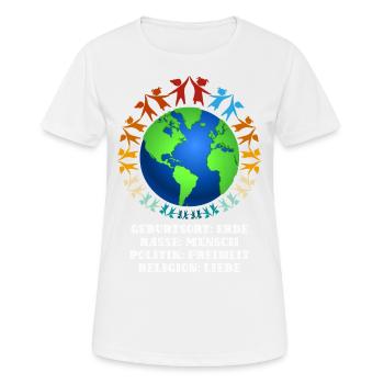 Schönes "gegen Rassismus" Refugees Welcome - Frauen T-Shirt atmungsaktiv - Weiß - Vorne - AI Model Female 172 dark (172cm)