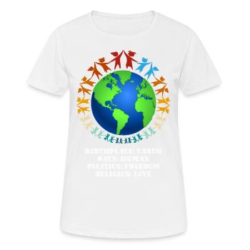 Schönes "gegen Rassismus" Refugees Welcome - Frauen T-Shirt atmungsaktiv - Weiß - Vorne - AI Model Female 172 dark (172cm)