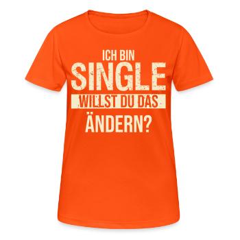 Funny Solo Single Men Bachelor Bachelor Bachelor - Women's Breathable T-Shirt - neon orange - Front - AI Model Female 172 dark (172cm)