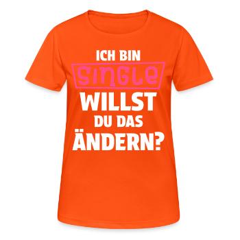 Funny Solo Single Men Bachelor Bachelor Bachelor - Women's Breathable T-Shirt - neon orange - Front - AI Model Female 172 dark (172cm)