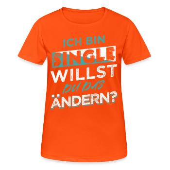 Single Men, Women Solo, Bachelor, Bachelor - Women's Breathable T-Shirt - neon orange - Front - AI Model Female 172 dark (172cm)