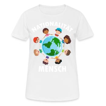 contre le racisme, contre la droite, contre les nazis, l’amour - T-shirt respirant Femme - blanc - Devant - AI Model Female 172 dark (172cm)