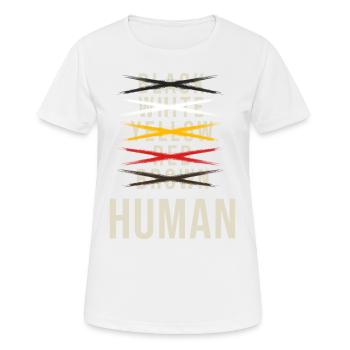 contre le racisme, contre la droite, contre les nazis, l’amour - T-shirt respirant Femme - blanc - Devant - AI Model Female 172 dark (172cm)