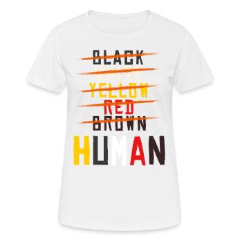 contre le racisme, contre la droite, contre les nazis, l’amour - T-shirt respirant Femme - blanc - Devant - AI Model Female 172 dark (172cm)