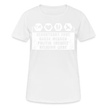 contre le racisme, contre la droite, contre les nazis, l’amour - T-shirt respirant Femme - blanc - Devant - AI Model Female 172 dark (172cm)
