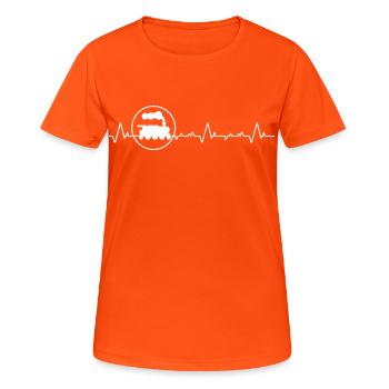 Maquettiste de trains, Locomotive miniature Locomotive - T-shirt respirant Femme - orange néon - Devant - AI Model Female 172 dark (172cm)