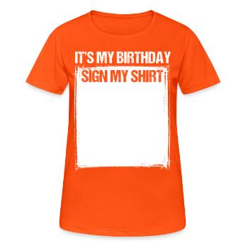 Gift Round Birthday Party Celebration Birthday - Women's Breathable T-Shirt - neon orange - Front - AI Model Female 172 dark (172cm)