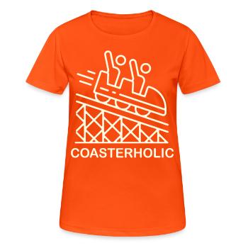 Achterbahn Freizeitpark Kirmes Vergnügungspark - Frauen T-Shirt atmungsaktiv - Neonorange - Vorne - AI Model Female 172 dark (172cm)