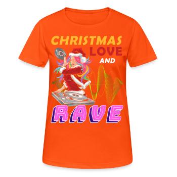Mrs. Claus Auf Der Tanzfläche! Weihnachten Techno - Frauen T-Shirt atmungsaktiv - Neonorange - Vorne - AI Model Female 172 dark (172cm)