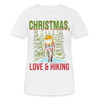 Frohes Fest Weihnachten, Liebe & Wandern - Frauen T-Shirt atmungsaktiv - Weiß - Vorne - AI Model Female 172 dark (172cm)