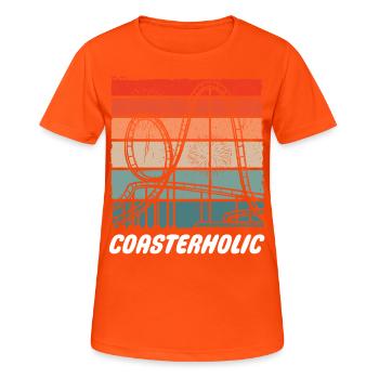 Achterbahn Freizeitpark Kirmes Vergnügungspark - Frauen T-Shirt atmungsaktiv - Neonorange - Vorne - AI Model Female 172 dark (172cm)