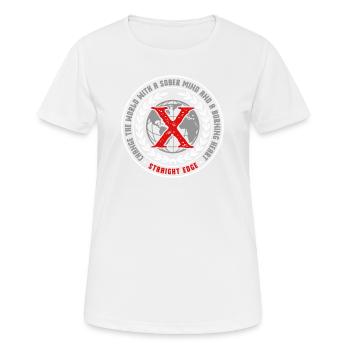 Vegan, Anti-drogues, Hardcore Punk Straight Edge - T-shirt respirant Femme - blanc - Devant - AI Model Female 172 dark (172cm)
