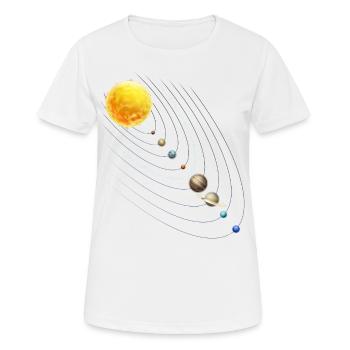 Planeten Wissenschaft Physik Universum Sonne - Frauen T-Shirt atmungsaktiv - Weiß - Vorne - AI Model Female 172 dark (172cm)