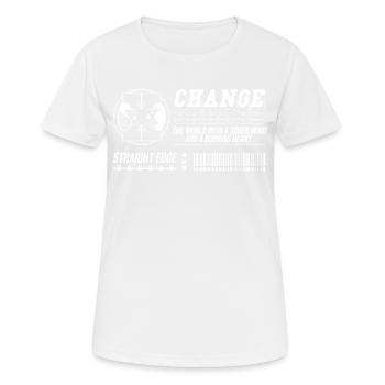Vegan, Anti-drogues, Hardcore Punk Straight Edge - T-shirt respirant Femme - blanc - Devant - AI Model Female 172 dark (172cm)