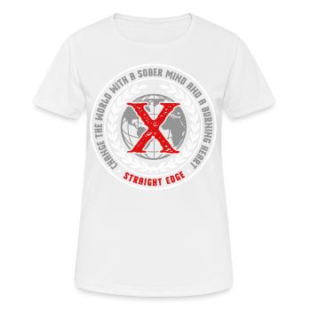 Vegan, Anti-drogues, Hardcore Punk Straight Edge - T-shirt respirant Femme - blanc - Devant - AI Model Female 172 dark (172cm)