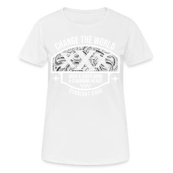 Vegan, Anti-drogues, Hardcore Punk Straight Edge - T-shirt respirant Femme - blanc - Devant - AI Model Female 172 dark (172cm)