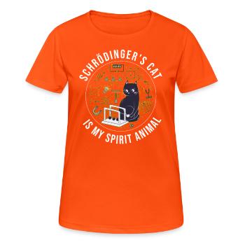 Physique Quantum Nerd Dead + Alive Schrödingers - T-shirt respirant Femme - orange néon - Devant - AI Model Female 172 dark (172cm)