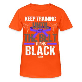 Schwarzer Gürtel: Motivation Kampfkunst Karate - Frauen T-Shirt atmungsaktiv - Neonorange - Vorne - AI Model Female 172 dark (172cm)