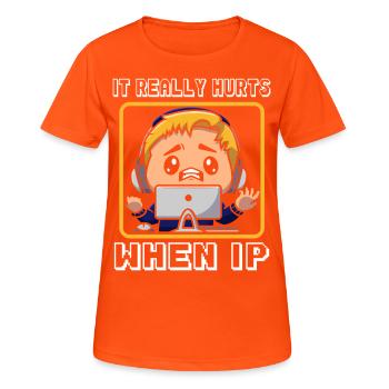 IT Geek, Accessoires PC Périphériques de stockage Evolution - T-shirt respirant Femme - orange néon - Devant - AI Model Female 172 dark (172cm)