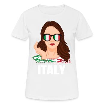 Sport Italy, Football, Outfit for Sports Fan - Women's Breathable T-Shirt - white - Front - AI Model Female 172 dark (172cm)