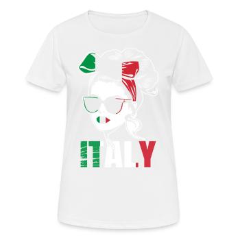 Sport Italy, Football, Outfit for Sports Fan - Women's Breathable T-Shirt - white - Front - AI Model Female 172 dark (172cm)