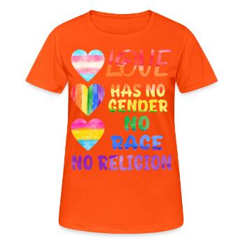 Gender Lesben, Schwule, Trans, Queer Regenbogen - Frauen T-Shirt atmungsaktiv - Neonorange - Vorne - AI Model Female 172 dark (172cm)