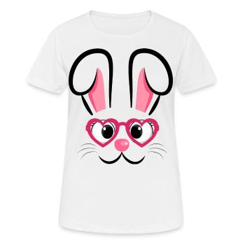 Visage de lapin avec des lunettes en forme de cœur - T-shirt respirant Femme - blanc - Devant - AI Model Female 172 dark (172cm)