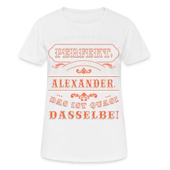 Drôle ALEXANDER pour la Journée du Nom avec Nom Nom - T-shirt respirant Femme - blanc - Devant - AI Model Female 172 dark (172cm)