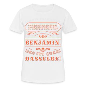 BENJAMIN drôle pour la journée du nom avec le nom - T-shirt respirant Femme - blanc - Devant - AI Model Female 172 dark (172cm)