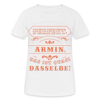 ARMIN drôle pour la journée du nom avec le nom du nom - T-shirt respirant Femme - blanc - Devant - AI Model Female 172 dark (172cm)