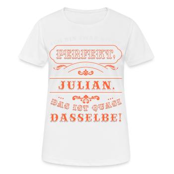 Drôle de JULIAN pour la Journée du Nom avec Nom Nom - T-shirt respirant Femme - blanc - Devant - AI Model Female 172 dark (172cm)