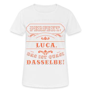 LUCA drôle pour la journée du nom avec le nom du nom - T-shirt respirant Femme - blanc - Devant - AI Model Female 172 dark (172cm)
