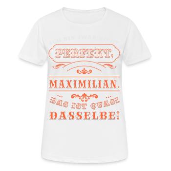 Drôle de MAXIMILIAN pour la Journée du Nom avec Nom Nom - T-shirt respirant Femme - blanc - Devant - AI Model Female 172 dark (172cm)