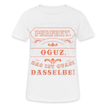 OGUZ drôle pour la journée du nom avec le nom - T-shirt respirant Femme - blanc - Devant - AI Model Female 172 dark (172cm)