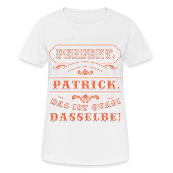 PATRICK drôle pour la journée du nom avec le nom du nom - T-shirt respirant Femme - blanc - Devant - AI Model Female 172 dark (172cm)