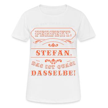 STEFAN drôle pour la journée du nom avec nom nom - T-shirt respirant Femme - blanc - Devant - AI Model Female 172 dark (172cm)
