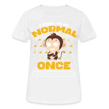 Lustiger Affe mit Bananen Versucht, normal zu sein - Frauen T-Shirt atmungsaktiv - Weiß - Vorne - AI Model Female 172 dark (172cm)